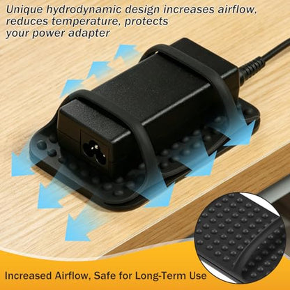 Under Desk Laptop Charger Holder Silicone Power Brick Mount with Adhesive - size: 1pc