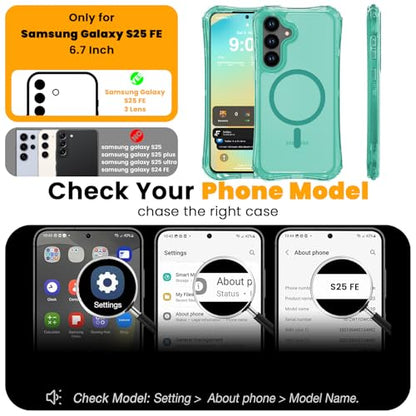 WRJ Magnetic Clear for Samsung Galaxy S26 FE Case,Samsung S25 FE Case [Fit for MagSafe][Military Grade Drop Protection] Translucent Shockproof Protective Phone Case-Mint Green - color: Mint Green, style: Transparent