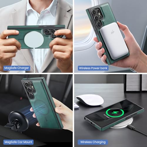 for Samsung Galaxy S26 Ultra 2 in 1 Detachable Card Bag Wallet Case Durable Leather Wallets Magnetic Card Holder 4 Card Slots Ring Stand RFID Blocking Green - color: Green, size: Samsung Galaxy S26 Ultra