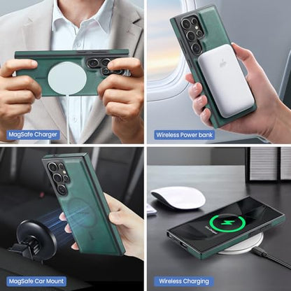 for Samsung Galaxy S26 Ultra 2 in 1 Detachable Card Bag Wallet Case Durable Leather Wallets Magnetic Card Holder 4 Card Slots Ring Stand RFID Blocking Green - color: Green, size: Samsung Galaxy S26 Ultra