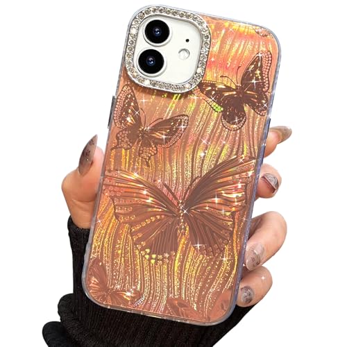 I-MGAE-IN-AR Compact Case for iPhone 11 Butterfly Design,3D Diamond Camera Lens Protection Frame,Cute Soft Slim TPU Shockproof Protective Phone Cases Cover for Women Girls Aesthetic Gold - color: Gold, size: iPhone 11