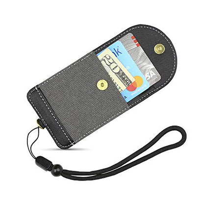 Cell Phone Wallet for Back of Phone with Wrist Strap, Stick On Wallet Credit Card ID Holder with RFID Protection Compatible with iPhone, Galaxy & Most Smartphones and Cases - color: Charcoal Gray