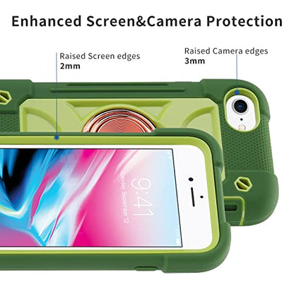 MARKILL Compatible with iPhone 8 Plus/6 Plus Case,iPhone 7 Plus case/iPhone 6S Plus Case 5.5 Inch with Ring Stand, Heavy-Duty Military Grade Shockproof Phone Cover. Avocado - color: Avocado, size: iPhone 8 Plus/iPhone 7 Plus/6S Plus/6 Plus 5.5"