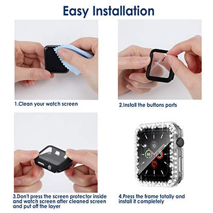 Simpeak 5-Pack Women Bling Screen Protector Case Compatible with Apple Watch 38mm 40mm 41mm 45mm Series 10 42mm 46mm, Screen Case Compatible with iWatch Series 10 9 8 7 6 5 4 3 2 1 (38mm) - size: 38mm(Series 1/2/3)