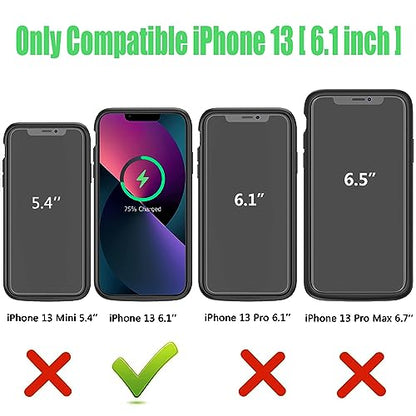 Wireless Charging Case for iPhone 13, 10000mAh High Capacity Portable Rechargeable Protective Battery Case Wireless Charging Compatible with iPhone 13 (6.1 inch) Extended Battery Charger Case (Black) - size: iPhone 13