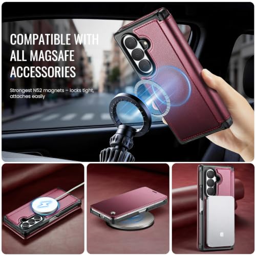 for Samsung Galaxy Z Fold 8 Ultra - Case Wallet Slim, Wine Red - color: Wine Red, size: Samsung Galaxy Z Fold 8 Ultra