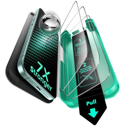 ESR 3 Pack for iPhone 16/15 Screen Protector, Armorite | 7X Impact Absorption, 9H+ Tempered Glass, Easy One-Pull Installation, Full-Coverage Protection, UltraFit Tray, Bubble-Free - size: iPhone 16/15 6.1 inch