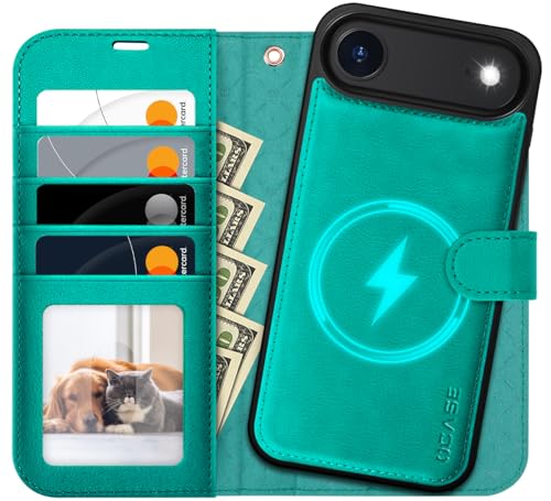 OCASE for iPhone Air Detachable Wallet Case with Card Holder, 2 in 1 PU Leather Flip Folio with RFID Blocking Stand Wrist Strap Shockproof Phone Cover 6.5 Inch 2025, Blue Green - color: Blue Green, size: iPhone Air