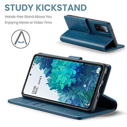 FLIPALM Wallet Case for Samsung Galaxy S20 FE 5G, Blue | Card Holder, RFID Blocking, PU Leather Folio Flip, Kickstand, Protective Shockproof Cover - color: Blue