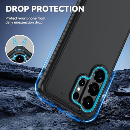 for Samsung Galaxy S26 Ultra Case with HD Screen Protector, 3-Layer Shockproof Military Grade Full Body Protection, Heavy Duty Hybrid Protective Phone Cover (Black/Glacier Blue) - color: Black/Glacier Blue