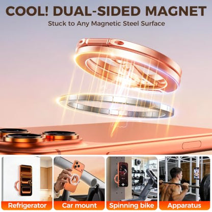 Magnetic Phone Ring Grip for MagSafe Dual-Sided Magnet Cell Phone Grip Stand Finger Ring Holder Compatible with iPhone 17/16/15/14/13 Pro Max Plus, for Mag Car Mounts (Rose Gold) - color: Rose Gold