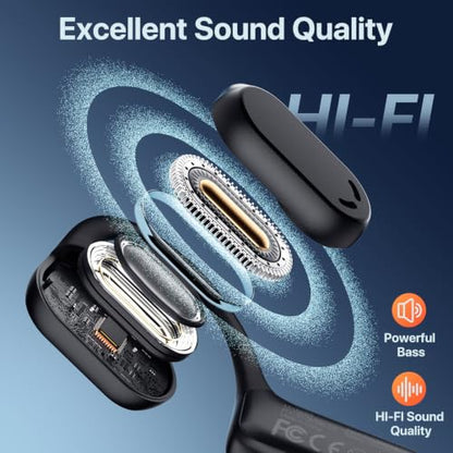Open Ear Headphones with Mic, 29g Bluetooth Headset, Air Conduction Headphones with Dual Device Connection & Mute, Wireless Headset with Mic for Work, Driving, Office, Workout, Black - color: Black