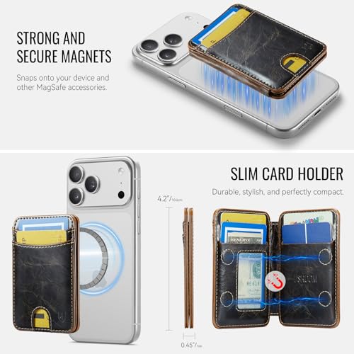 for Magsafe Wallet Magnetic RFID Blocking Card Holders, Coffee - color: Luxury Coffee