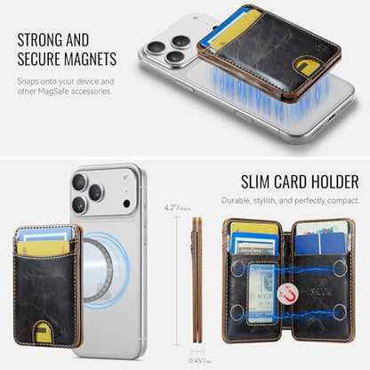 for Magsafe Wallet Magnetic RFID Blocking Card Holders, Coffee - color: Luxury Coffee