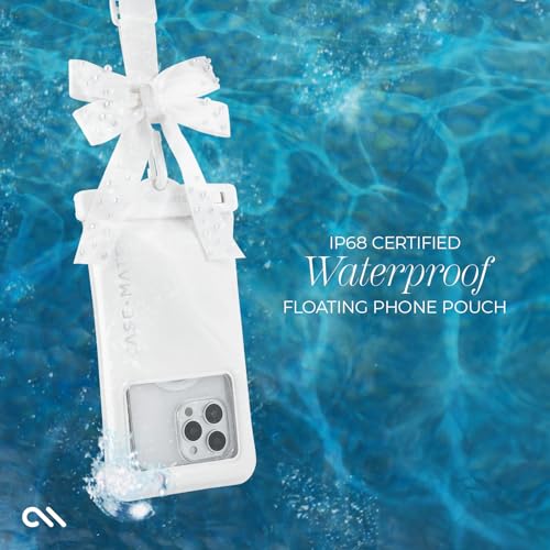 Case-Mate IP68 Waterproof Large Phone Pouch with Bow Design - Ivory Pearl | Touchscreen Floating Waterproof Phone Case with Crossbody Lanyard - Fits All Phones - Beach Cruise Ship Travel Essentials - color: Ivory Pearl