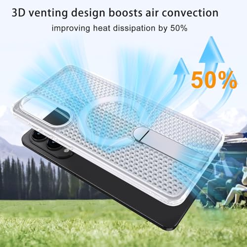 for Samsung Galaxy S25 Edge Case with Stand Compatible with MagSafe +1 Screen Protector, [Built in Kickstand &Magnet][Heat Dissipate] Protective Matte Case for Galaxy S25 Edge (Frost Clear) - color: Frost Clear