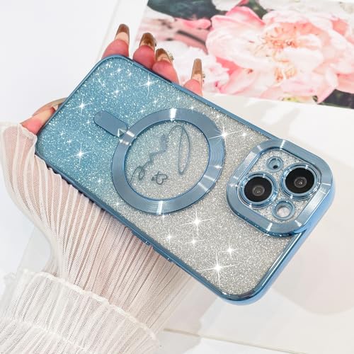 Fiyart Magnetic for iPhone 15 Plus Case Glitter Women Girls 6.7"-Blue - color: Blue, size: iPhone 15 Plus
