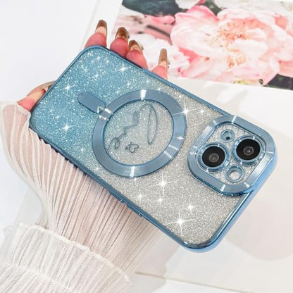 Fiyart Magnetic for iPhone 15 Plus Case Glitter Women Girls 6.7"-Blue - color: Blue, size: iPhone 15 Plus