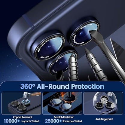 CACOE Camera Lens Protector for iPhone 14/15/16/17 Pro/Pro Max Cover - color: Dark Blue