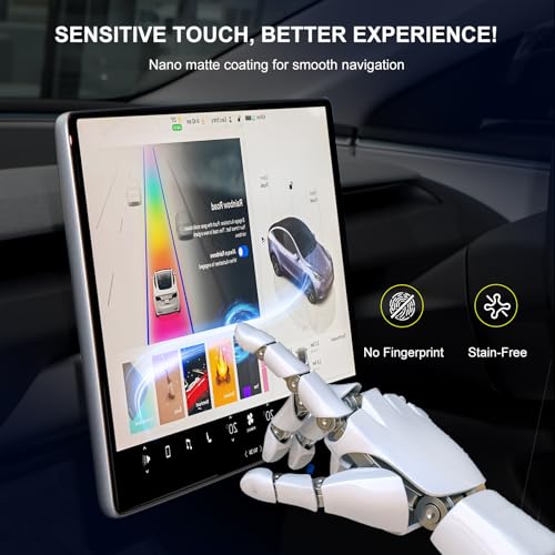 New Version Tesla Model Y/3 Screen Protector Accessories【Matte No Glare! Anti Fingerprint】Premium 9H Tempered Glass Screen Protector with Mounting Frame Kit for Model 3(2023-2017) /Model Y(2024-2020)