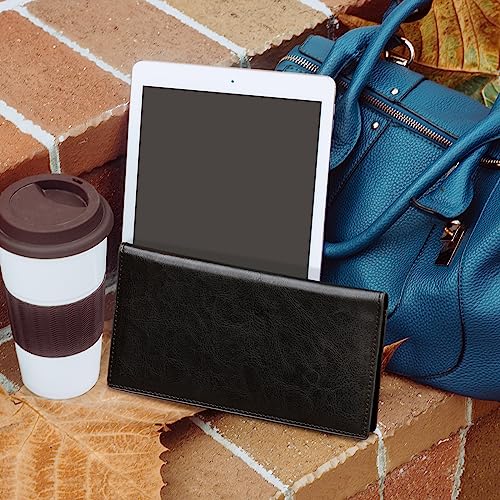 CoBak Checkbook Cover for Women & Men - PU Leather Case with RFID Blocking | Classic Design Check Book Holder for Personal and Business - color: Black