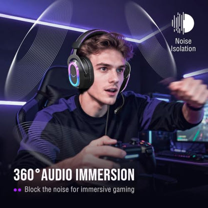 FIFINE H13BP Wired USB Gaming Headset for PC, PS4/5, Mac, Game/Chat Balance - color: Black and Purple