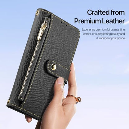 for iPhone 17 Pro Wallet Case, Detachable Magnetic Phone Case | Compatible with Magsafe, RFID Blocking, PU Leather Flip Folio Case, Wrist Strap Wallet Case, Zipper Coin Pocket - color: Black, size: iPhone 17 Pro