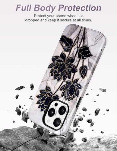 Jusy Magnetic Stained Glass Floral Case for iPhone 16e/17e, Black Lotus | Compatible with MagSafe, Cute Aesthetic Flower Design, TPU and PC Protective Phone Cover - color: Black Lotus