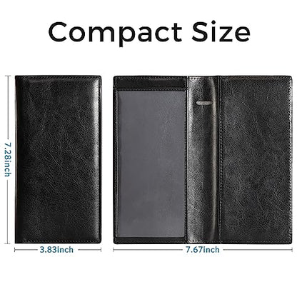 CoBak Checkbook Cover for Women & Men - PU Leather Case with RFID Blocking | Classic Design Check Book Holder for Personal and Business - color: Black