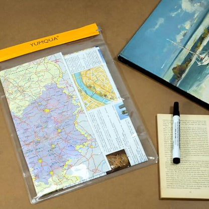 YUMQUA Waterproof Pouch Clear Dry Bag Document Map Holder Large Size 3PACK | Screen Touch, Water Proof Water Tight Map Case, Protect Kindle Tablet Cloth Dry Against Sand Water for Hiking Boating Fishing - color: Yellow