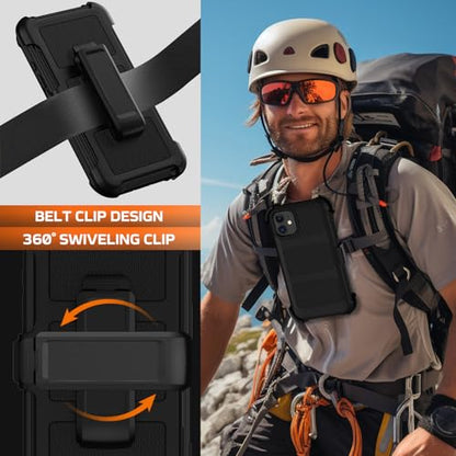 for iPhone 11 Case with Belt Clip Holster,Anti-Drop Shockproof Bumper Phone Cases w/2x Screen Protectors & Kickstand,Rugged Heavy Duty Military Grade Protective Defender Cover for Apple 11 (Black) - color: Black W/Belt Clip