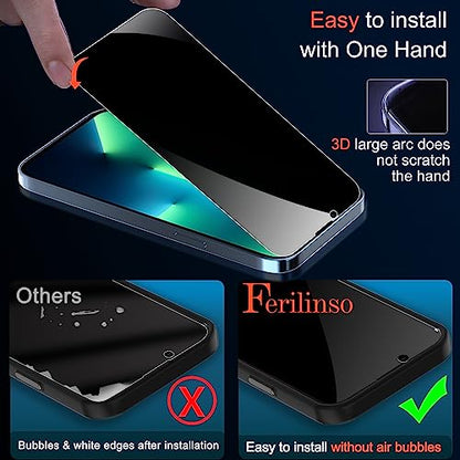 Ferilinso Privacy Screen Protector for iPhone 13 Pro, Tempered Glass - size: iPhone 13 Pro-Black