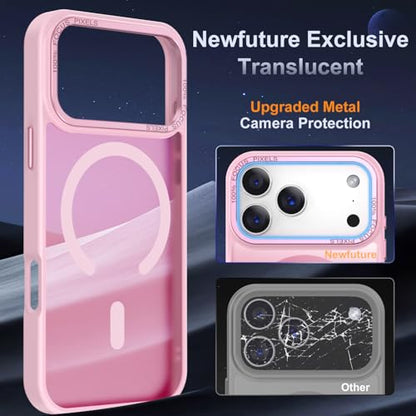 Newfuture Magnetic for iPhone 17 Pro Max Case Matte Shockproof, Chalk Pink | Military Drop Protection, Slim Matte Anti-Fingerprint, Compatible with Magsafe, Camera Guard, Translucent Protective Cover - color: Chalk Pink, size: iPhone 17 Pro Max 6.9 inch