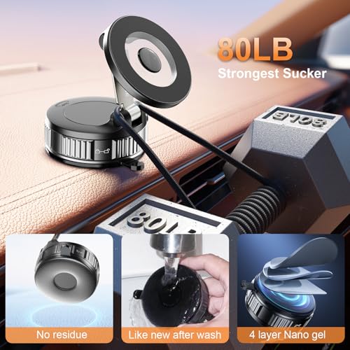 Magnetic Phone Holder for Car, 360° Adjustable Vacuum Car Phone Holder - size: Clamp Suction Phone Holder