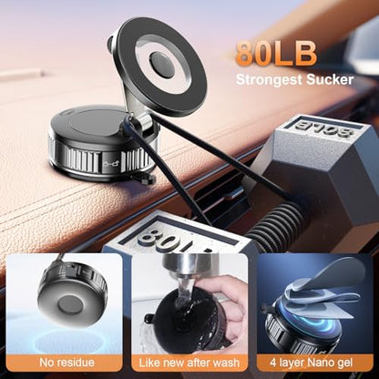 Magnetic Phone Holder for Car, 360° Adjustable Vacuum Car Phone Holder - size: Clamp Suction Phone Holder