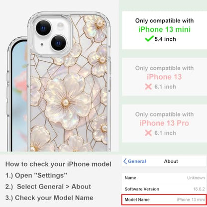 for iPhone 13 Mini 5.4" Magnetic Case【Compatible with MagSafe】 Aesthetic Oil Painting Stained Glass Flower Design, Slim Fit Hard PC Back Shockproof Cute Clear Phone Cover, Light Pink - color: Light Pink, size: iPhone 13 Mini