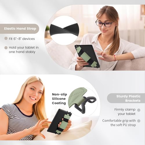 MoKo Soft Hand Strap for 6-8" Kindle eReaders Fire Tablet, Celadon - color: Celadon, style: Soft Pu Strap