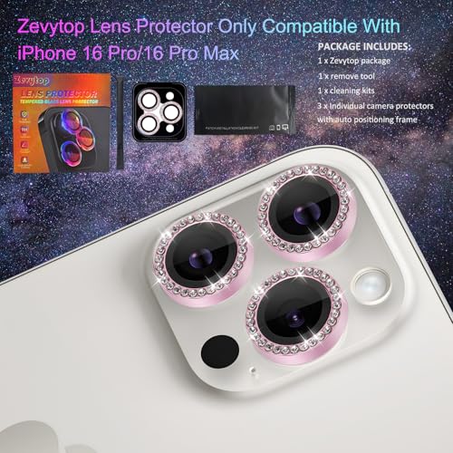 Camera Lens Protector for iPhone 16 Pro/16 Pro Max, Diamond Pink - color: Diamond Pink
