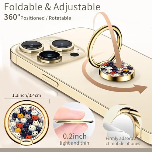 Cell Phone Ring Holder, Cute Phone Ring Grip Stand, 360°Rotation Funny Metal Kickstand Finger Grip Cute Funny Cats - color: Cute Funny Cats