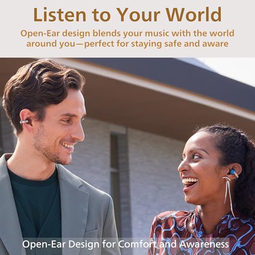 JVC Nearphones Open Ear True Wireless Headphones - Open Ear Earbuds - Bluetooth 5.3-24H Playback - IPX4 Water Resistant - Built-in Mic - Awareness & Comfort - Ear Clip Earbuds - HANP1T - color: Maroon