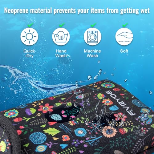 Neoprene Phone Sleeve Pouch Case Bag for Men Women w/Crossbody Strap/Neck Lanyard for iPhone 17/16/15/14 Pro Max, Samsung S25，Pixel 10 - color: Black Flower Cell Phone Sleeves
