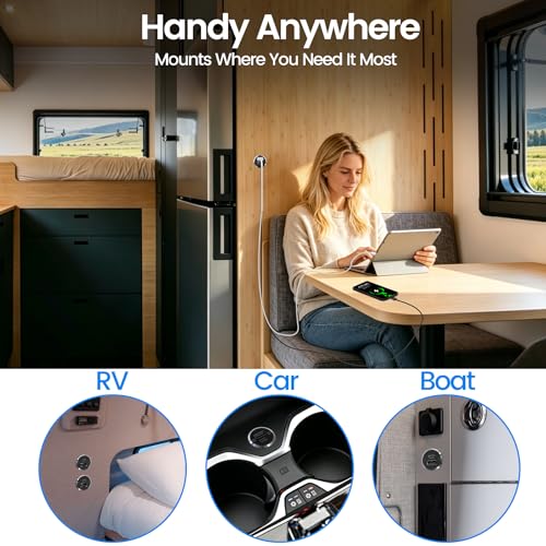 Aluminum RV USB Outlet, Dual Port High-Speed 12V Charger Socket - color: Big Version