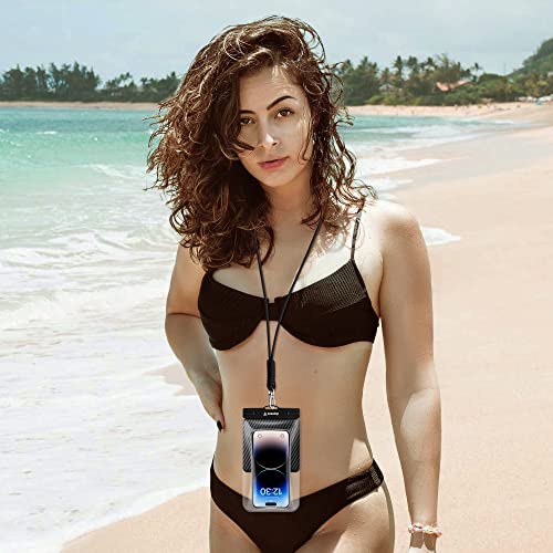 Universal Waterproof Phone Pouch [Double Space] IPX8 Dry Bag with Lanyard for iPhone 16 15 14 13 12 Pro Max XS XR X Galaxy S25 S24 S23 Ultra, Fit All Phones Up to 8'', Black - color: Black
