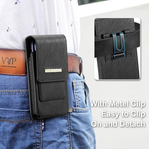 Holster for iPhone 17 Pro Max, Galaxy S26 Ultra S25 Ultra S24 Ultra S23 Ultra Note S22 Ultra, Premium Leather Pouch with Belt Clip Phone Holster Belt Case(Black, X-Large) - color: Black, size: X-Large