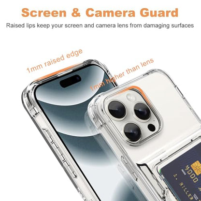 Wallet Case for iPhone 16 Pro Max with 3 Credit Card Holder Slot | Shockproof Hybrid Heavy Duty Protection Clear Phone Cover Compatible with iPhone 16 Pro Max 2024 (Clear) - color: Clear, size: iPhone 16 Pro Max