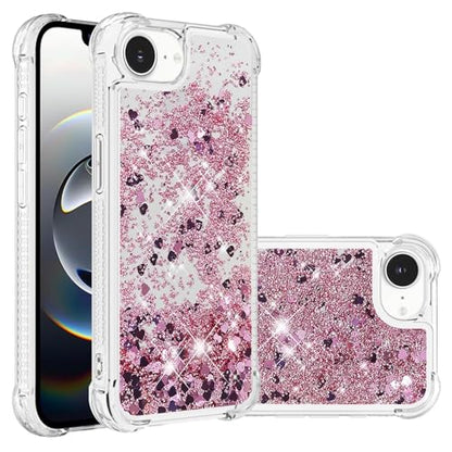 Bling Glitter Case for Apple iPhone 16e.Liquid Rose Gold | Soft TPU Sparkly Flowing Liquid Floating Clear Case for Women Girls Cover for Apple iPhone 16e - color: Rose Gold
