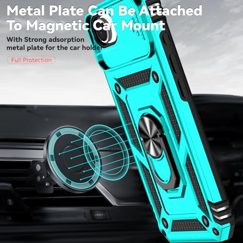 for iPhone 17E / iPhone 16E Case, with Camera Lens Cover HD Screen Protector, Dual Layer Military-Grade Drop Tested Magnetic Ring Holder Kickstand Protective Phone Case for iPhone 16E / 17E (Mint) - color: Mint with camera cover Military-Grade 2nd gen