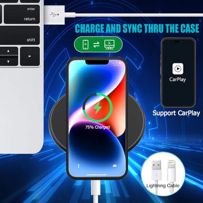 Battery Case for iPhone 14, Upgraded 10000mAh Ultra-Slim Rechargeable Portable Extended Battery Pack Support Qi Wireless Charging Case Compatible with iPhone 14(6.1 inch) Charger Case Cover(Black) - size: iPhone 14