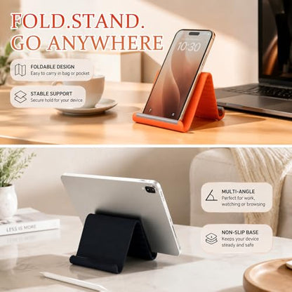 Flexible Silicone Phone Stand with Aluminum, Foldable Portable and Bendable Phone Holder for Phone Tablet Laptop, Portable Rollable Multi-Angle Stand (Black) - color: Black