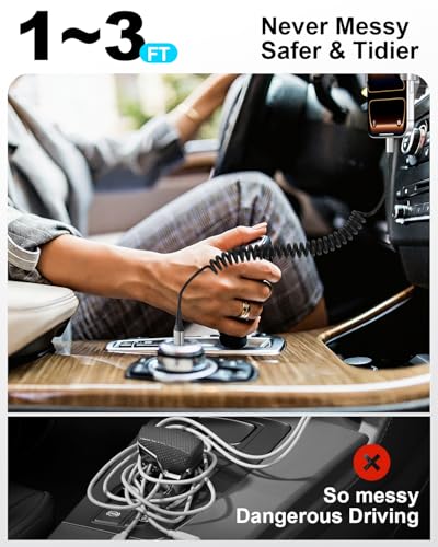 Coiled USB A to Lightning Cable for Car, 2 Pack iPhone Charger Cable 3FT - style: Coiled USB-A to Lightning